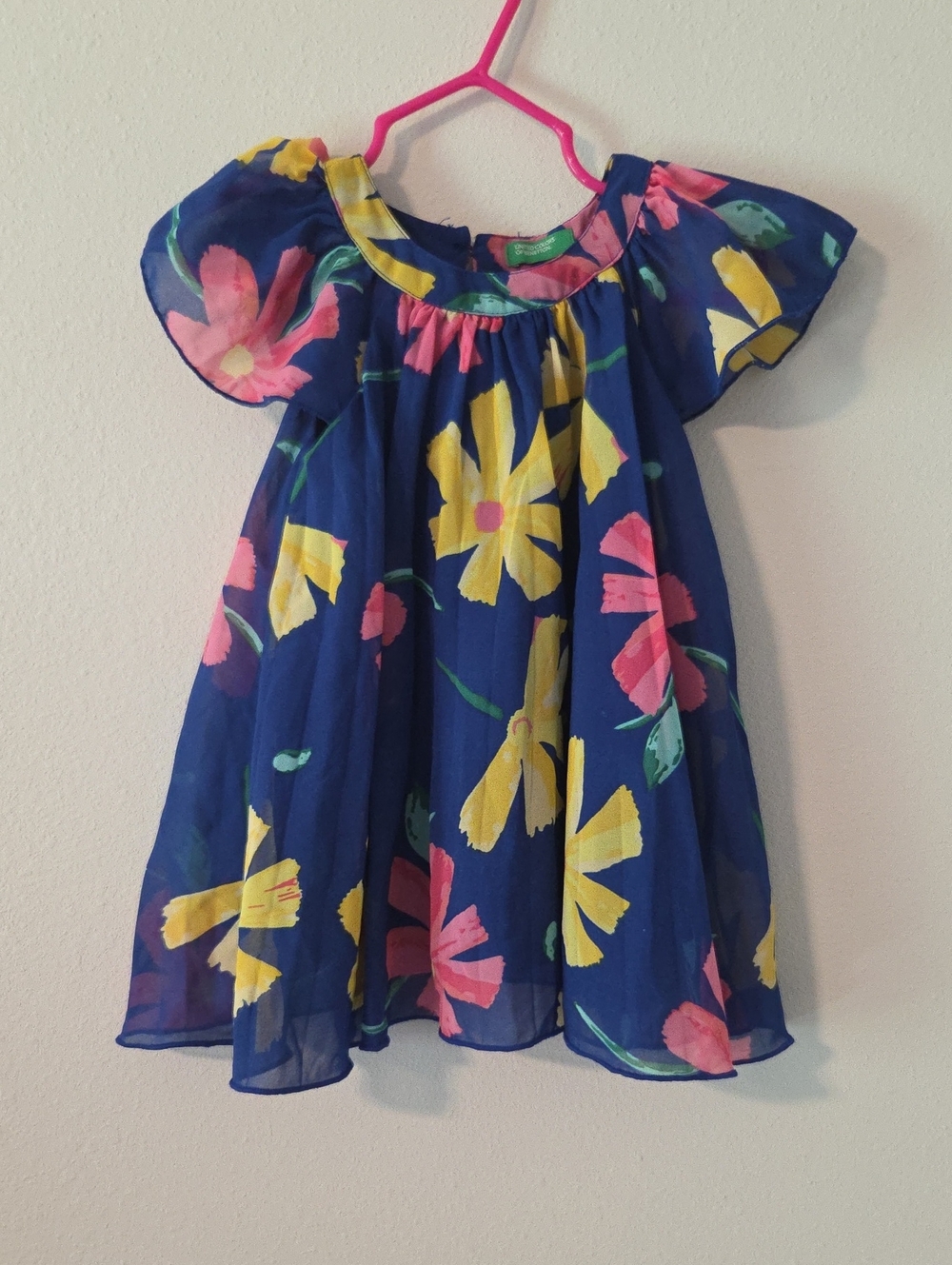 United Colors Of Benetton Royal Blue Dress with Pink & Yellow Floral Accents